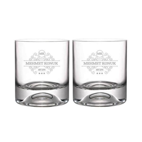 İsme Özel Harf ve Tarih Detaylı İkili Viski Bardağı