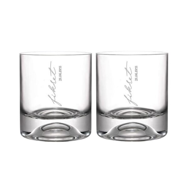 İsme Özel Tarih Detaylı İkili Viski Bardağı